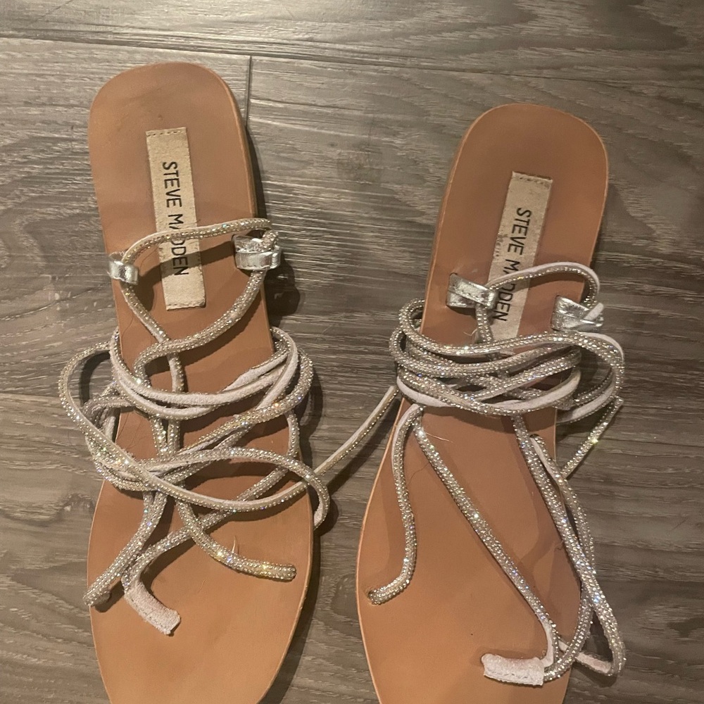 Steve Madden Silver Strappy Sandals